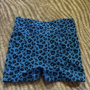 SHEIN Blue and Black Athletic Shorts High-Waisted Stretchy